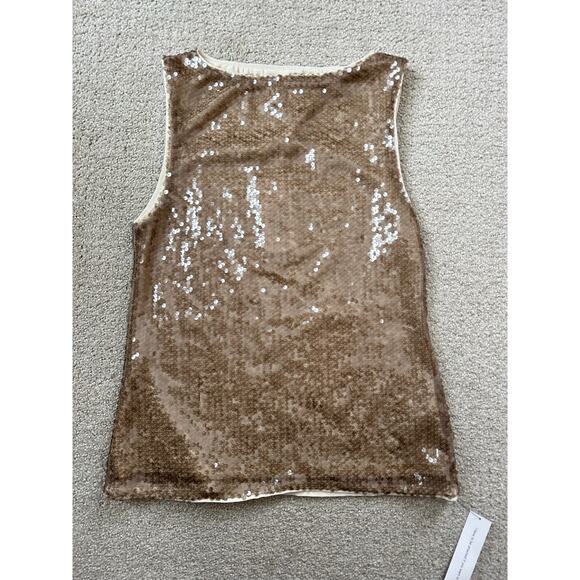 NWT Reformation Lisa Knit Top Mushroom Sequin Tank Size Small - Picture 2 of 11